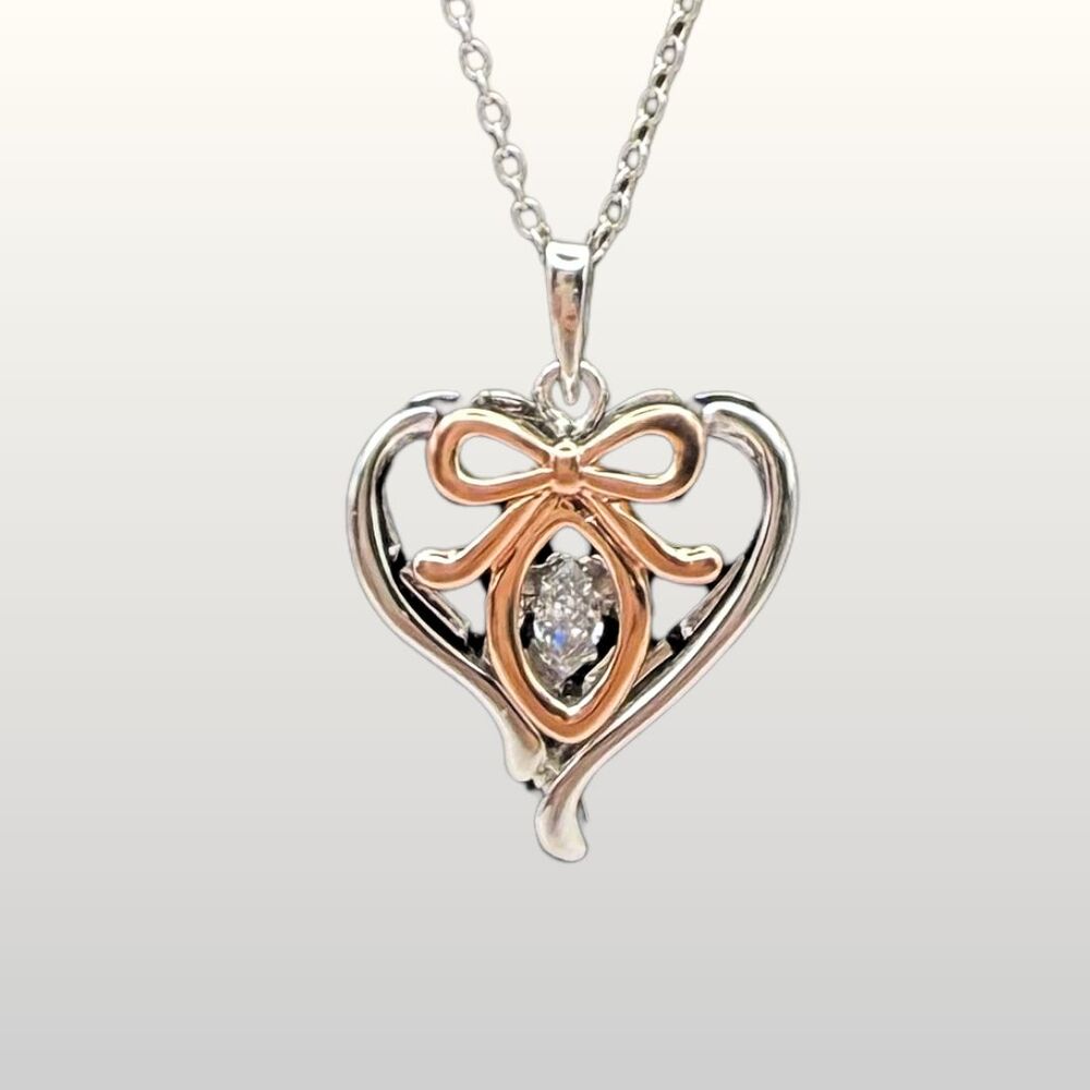 Bella Luce Dancing Heart Diamond-Sim Pendant Necklace Eterno Rose Rhod/925 18"
